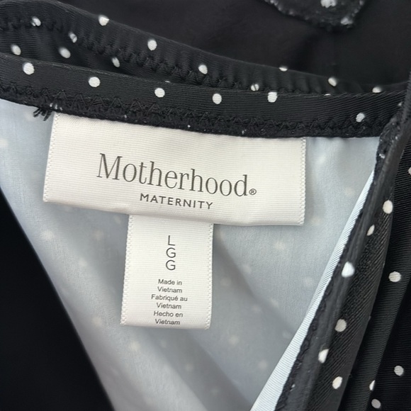 Motherhood Maternity Polka Dot Tie Front Criss Cross One Piece Swimsuit Black L - Picture 10 of 16